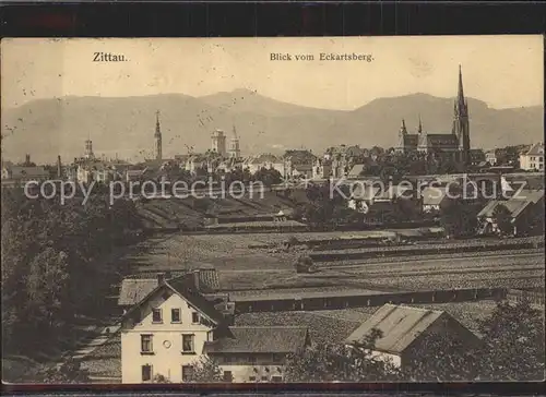 Zittau Blick vom Eckartsberg Kirche Zittauer Gebirge Kat. Zittau