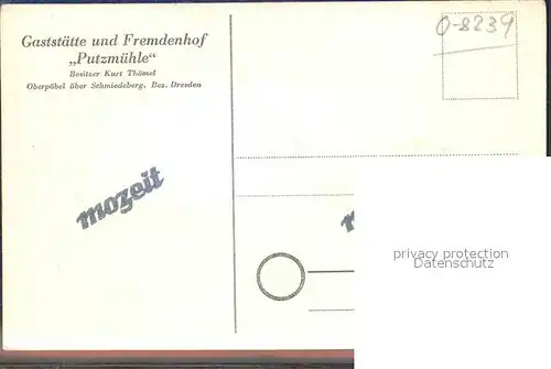 Oberpoebel Gaststaette Fremdenhof Putzmuehle Kat. Schmiedeberg Osterzgebirge