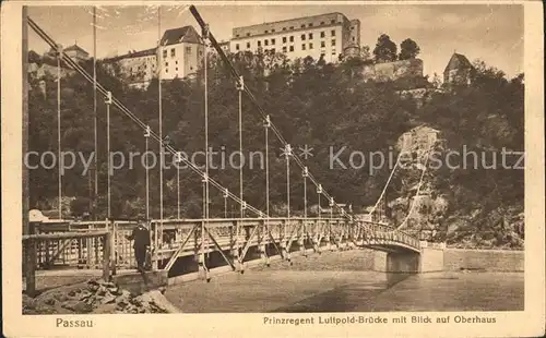 Passau Prinzregent Luitpold Bruecke mit Blick auf das Oberhaus Kat. Passau