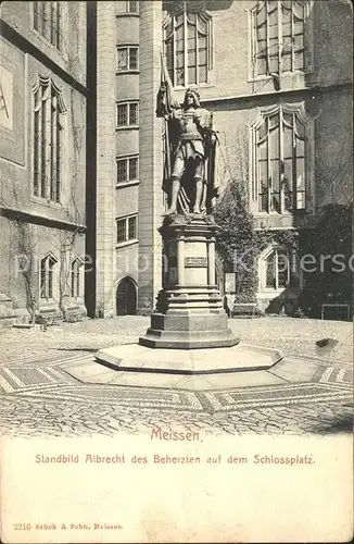 Meissen Elbe Sachsen Standbild Albrecht des Beherzten auf dem Schlossplatz Kat. Meissen
