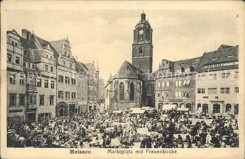 Meissen Elbe Sachsen Marktplatz und Frauenkirche Kat. Meissen