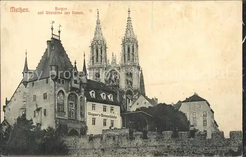 Meissen Elbe Sachsen Burgtor und Westtuerme des Domes Kat. Meissen