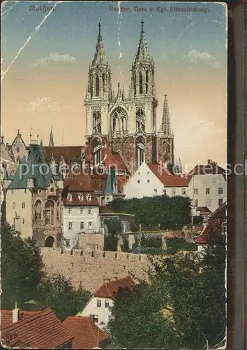 Meissen Elbe Sachsen Burgtor Dom und Koenigliche Albrechtsburg  Kat. Meissen