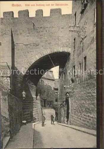 Meissen Elbe Sachsen Blick vom Hohlweg nach der Schlossbruecke Kat. Meissen