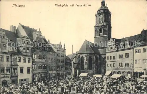 Meissen Elbe Sachsen Marktplatz mit Frauenkirche Kat. Meissen