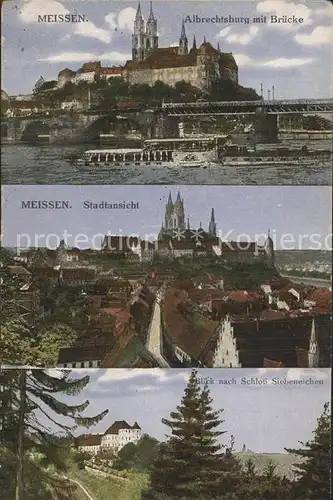 Meissen Elbe Sachsen Albrechtsburg mit Bruecke Schloss Siebeneichen  Kat. Meissen