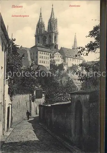 Meissen Elbe Sachsen Domtuerme und Leinenwebergasse Kat. Meissen