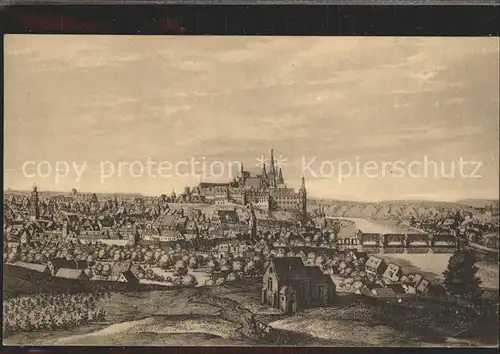 Meissen Elbe Sachsen Stadtansicht im Jahre 1650 Kat. Meissen
