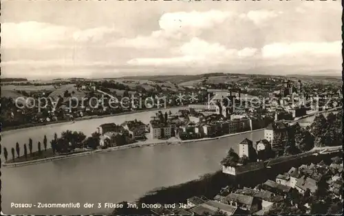 Passau Zusammenfluss von Inn Donau und Ilz Kat. Passau