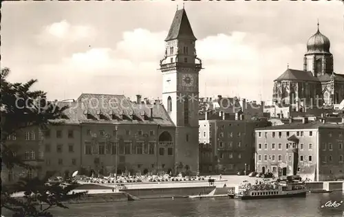 Passau Donau Rathaus Dom Dampfer Kat. Passau