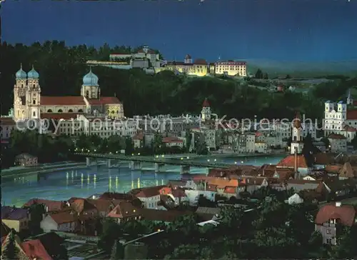 Passau bei Nacht Dom Veste Kat. Passau