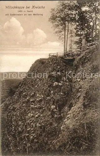 Kreischa Wilischkoppe Gedenkstein an den Weltkrieg Kat. Kreischa Dresden