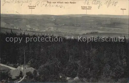 Kreischa Panorama Blick vom Wilisch nach Norden Kat. Kreischa Dresden