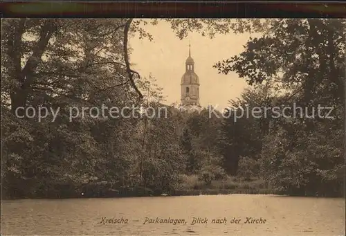 Kreischa Parkanlagen Teich Kirche Kat. Kreischa Dresden