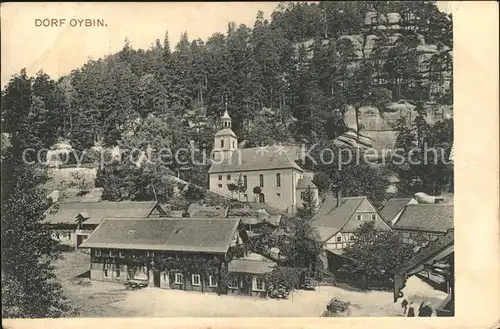 Oybin Teilansicht mit Kirche Berg Oybin Zittauer Gebirge Kat. Kurort Oybin