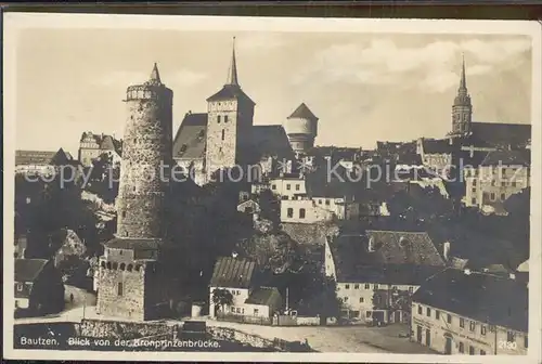 Bautzen Blick von der Kronprinzenbruecke Alte Wasserkunst Michaeliskirche Altstadt Kat. Bautzen