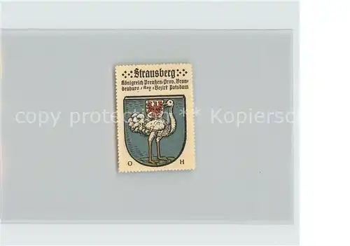 Strausberg Brandenburg Koenigreich Preussen Wappen Strauss Kat. Strausberg