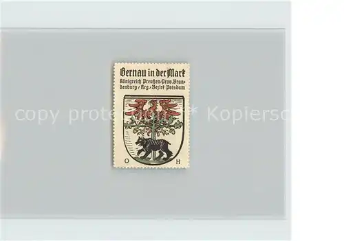 Bernau Berlin Koenigreich Preussen Bezirk Potsdam Wappen Kat. Bernau