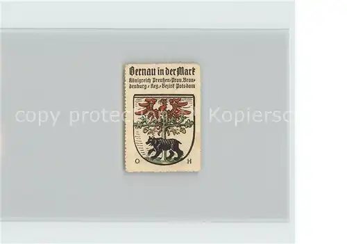 Bernau Berlin Koenigreich Preussen Bezirk Potsdam Wappen Kat. Bernau