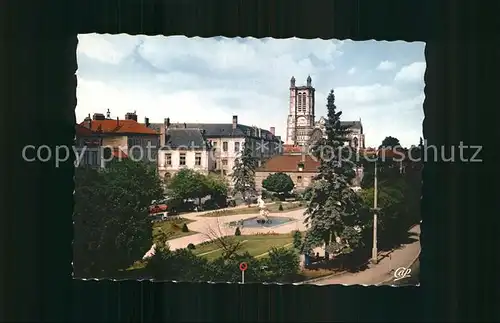 Troyes Aube Les jardins de la Prefecture vers la Cathedrale Kat. Troyes