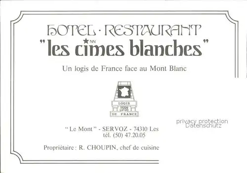 Les Houches Hotel Restaurant Les Cimes Blanches Kat. Les Houches