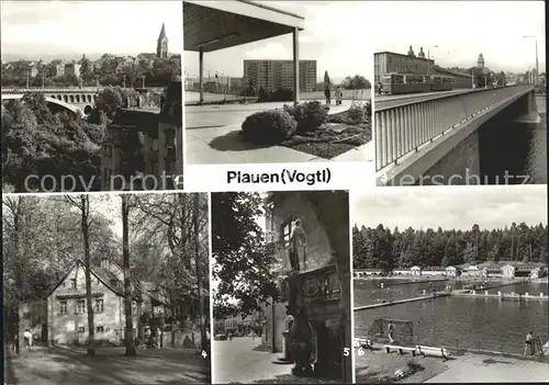 Plauen Vogtland Friedrich Ebert Bruecke Freibad Alte Rathaus  Kat. Plauen