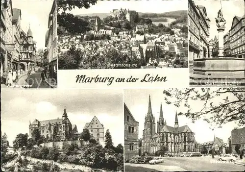Marburg Lahn Markt Brunne Schloss Elisabethkirche  Kat. Marburg