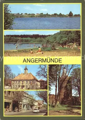 Angermuende Muendesee Strandbad Wolletzsee Rathaus Pulverturm Kat. Angermuende