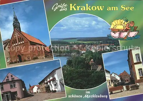 Krakow See Kirche Strassenmotiv Karikatur Kat. Krakow See