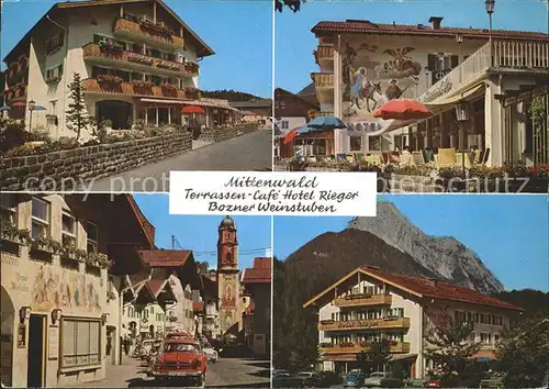 Mittenwald Bayern Terrassencafe Hotel Rieger Bozner Weinstuben Kat. Mittenwald
