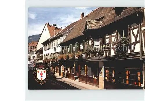 Ribeauville Haut Rhin Elsass Lange Strasse mit dem Erker des Pfeiferhauses Kat. Ribeauville