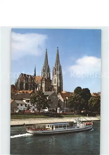 Regensburg Donaupartie Fahrgastschiff Dom Kat. Regensburg