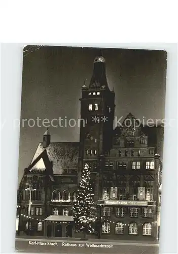 Karl Marx Stadt Rathaus zur Weihnachtszeit Kat. Chemnitz