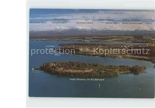 Insel Mainau im Bodensee mit Schweizer Alpen Fliegeraufnahme Kat. Konstanz Bodensee