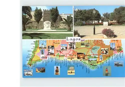 Lagos Faro Algarve Teilansichten Landkarte Kat. Lagos