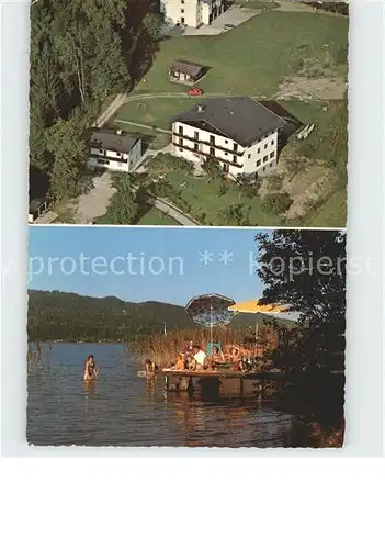 Velden Woerther See Gaestehaus Waldesruh Fliegeraufnahme Bootssteg Kat. Velden am Woerther See