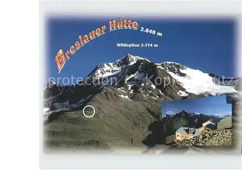 Breslauerhuette mit Wildspitze Kat. Soelden