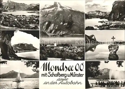 Mondsee Salzkammergut mit Schafberg un Muenster Kat. Mondsee