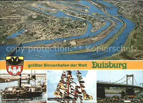 Duisburg Ruhr Fliegeraufnahme Binnehafen Friedrich Ebert Bruecke Kat. Duisburg
