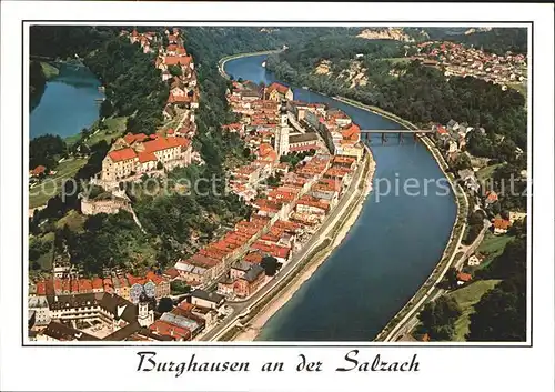 Burghausen Salzach Fliegeraufnahme mit Burg Kat. Burghausen