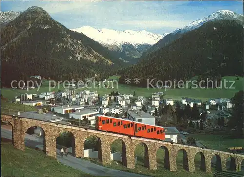 Davos GR Parsennbahn mit Seehorn und Pischahorn Kat. Davos