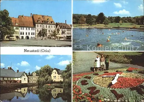 Neustadt Orla Schwimmbad Gamsenteich Blumenuhr Kat. Neustadt Orla