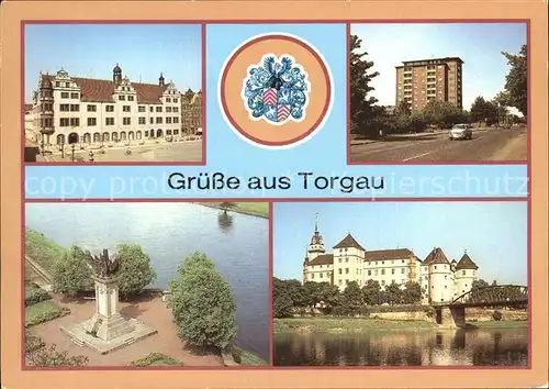 Torgau Rathaus Hochhaus an der Eilenburger Strasse Schloss Hartenfels Kat. Torgau