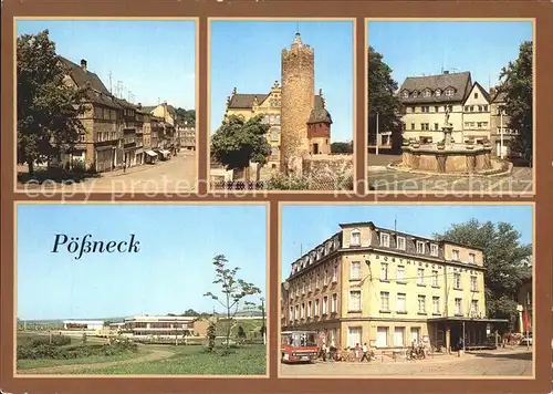 Poessneck Schuhgasse Weisser Turm Hotel Posthirsch Kat. Poessneck