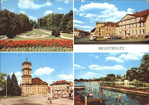 Neustrelitz Stadtpark Rathaus Marktplatz mit Stadtkirche Zierker See Kat. Neustrelitz