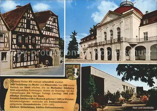 Marbach Neckar Schillers Geburtshaus Nationalmuseum Festhalle Kat. Marbach am Neckar