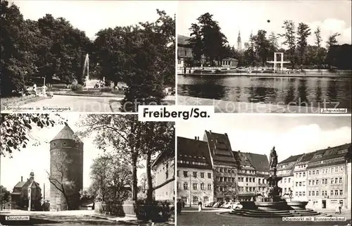 Freiberg Sachsen Johannisbad Donatsturm Obermarkt Brunnendenkmal  Kat. Freiberg