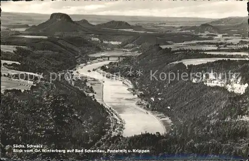 Bad Schandau Postelwitz Krippen Blick vom Grossen Winterberg Kat. Bad Schandau