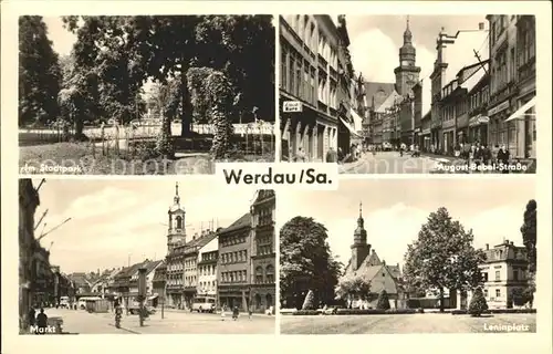 Werdau Sachsen August Bebel Strasse Leninplatz Markt Stadtpark Kat. Werdau