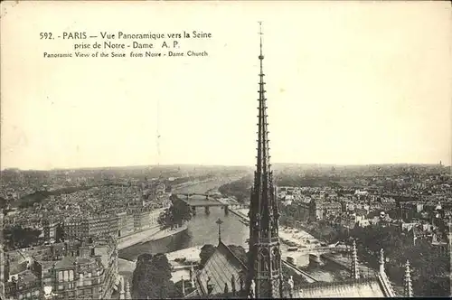 Paris Vue Panomarique vers la Seine prise de Notre Dame Kat. Paris